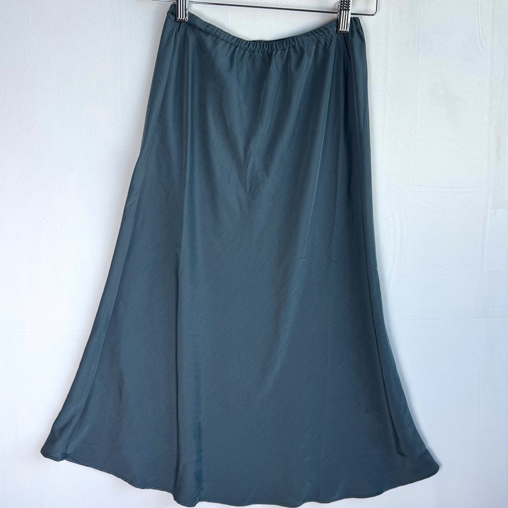 NWT ONeill Shane Midi Slip Skirt Slate Blue Green Elastic Waist XS
